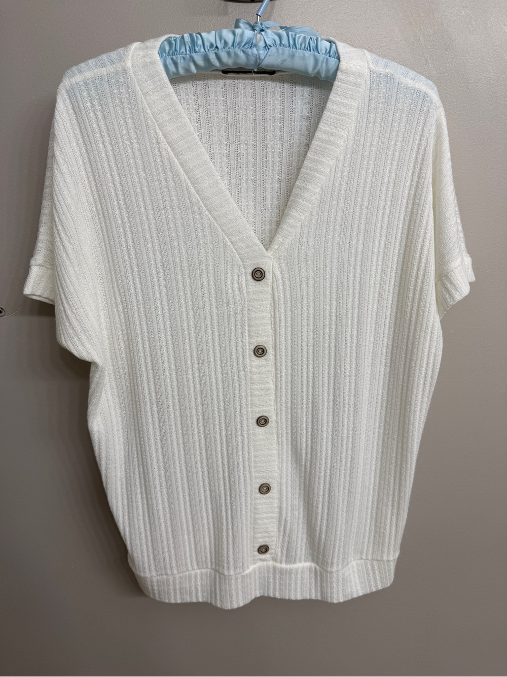 Pink Clover Bellamy Cream Button Down Knit Top Women's L